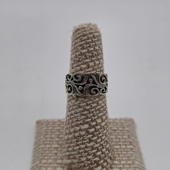 Size 6 Sterling Silver Nature Design Floral Band Ring A3564 - Picture 1 of 8